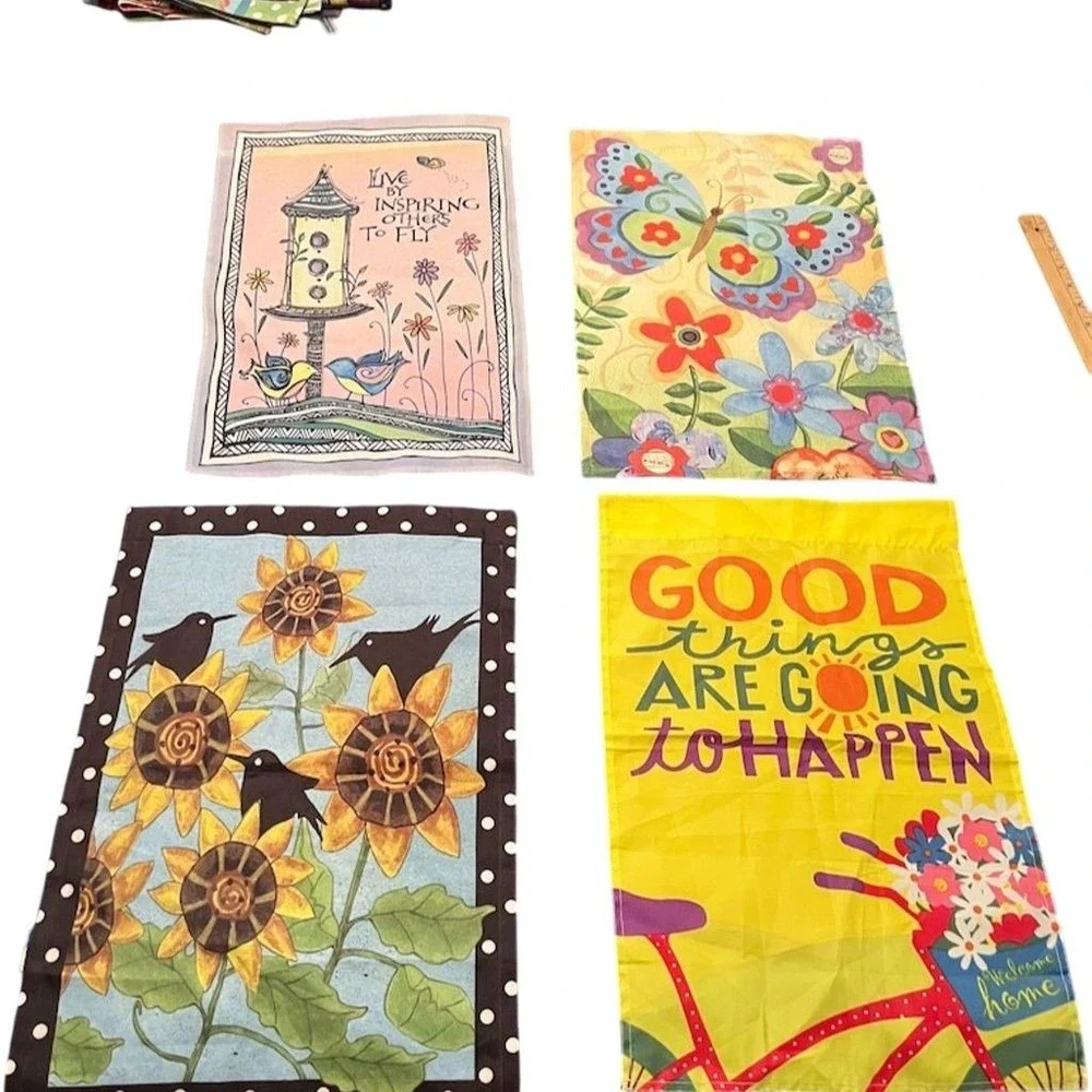 Set of 4‎ Artsi2 Garden Flags Sunflowers Birds Butterfly Inspirational